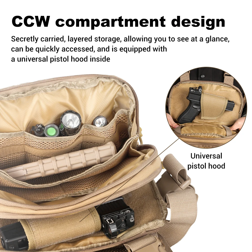Bolsa táctica de pecho 600D nylon EDC con fundilla para caza, camping y outdoor - imagen 3