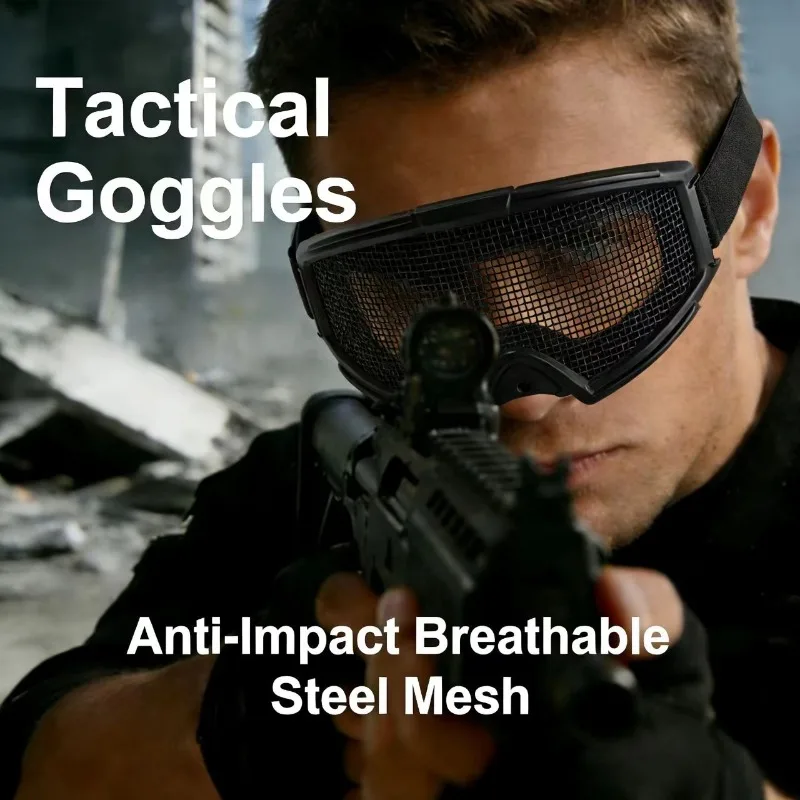 Gafas tácticas de malla de acero antiimpactos para airsoft