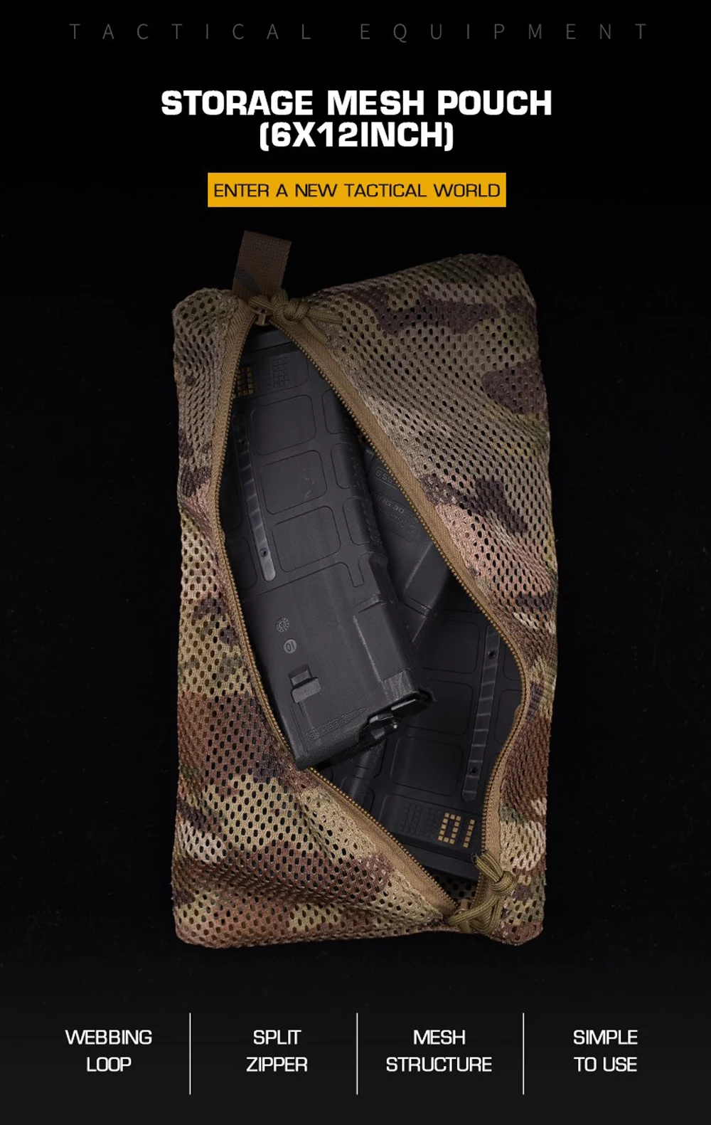 Bolsa de malla de camuflaje compacta