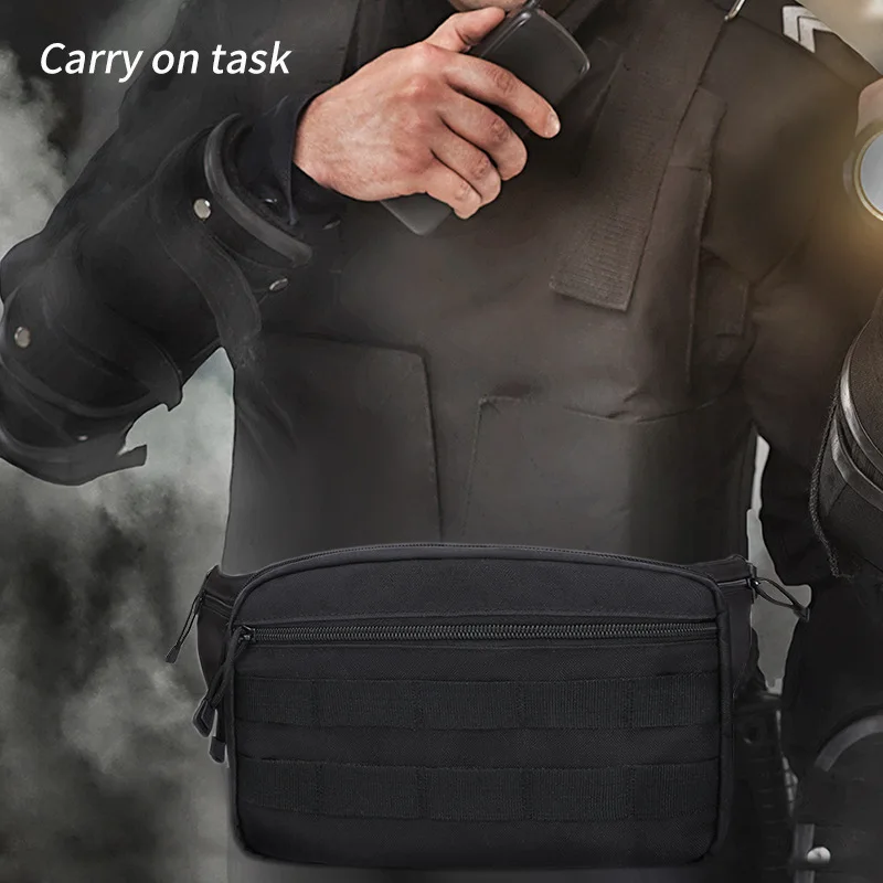 Riñonera táctica MOLLE con funda de pistola y correa cruzada - imagen 5