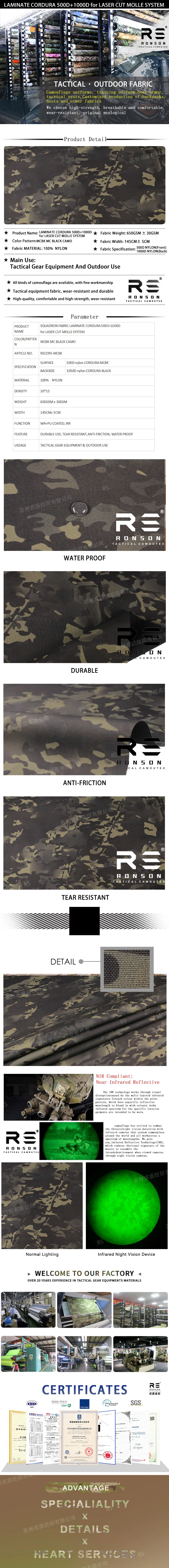 Chaleco táctico en camuflaje con tejido Cordura y sistema MOLLE