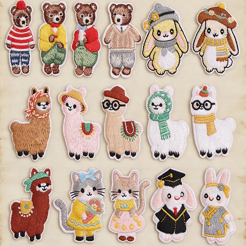 Parche termoadhesivo bordado osito alpaca gato conejo infantil - imagen 3