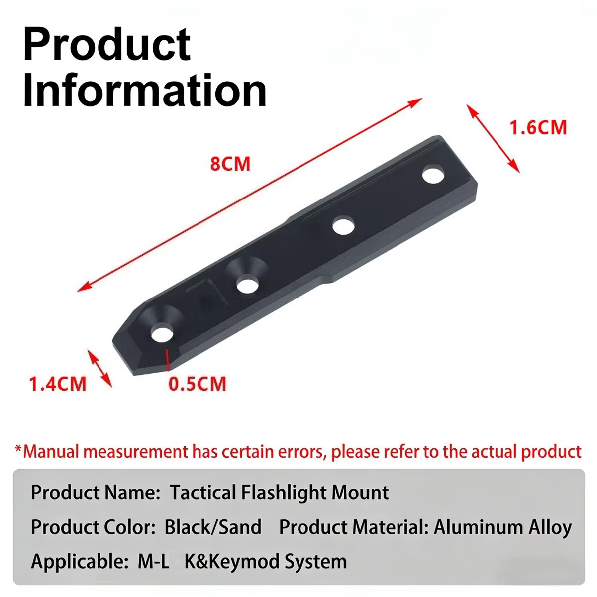 SureFire M300/M600 Soporte Vertical Linterna Táctica M-LOK Keymod - imagen 3