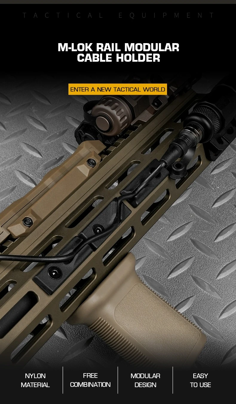 Clip de cable M-LOK instalado en riel táctico