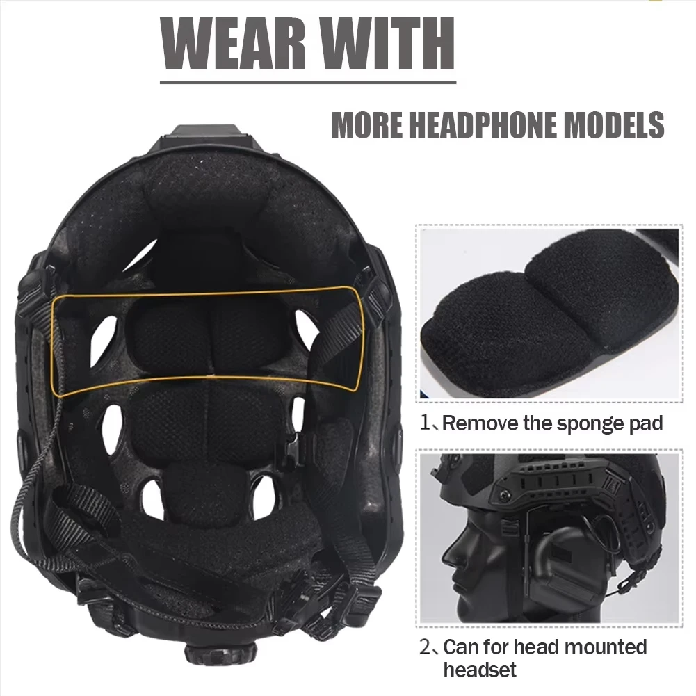Casco táctico rápido con auriculares, protección facial y NVG
