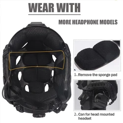 Casco táctico rápido con auriculares, protección facial y NVG
