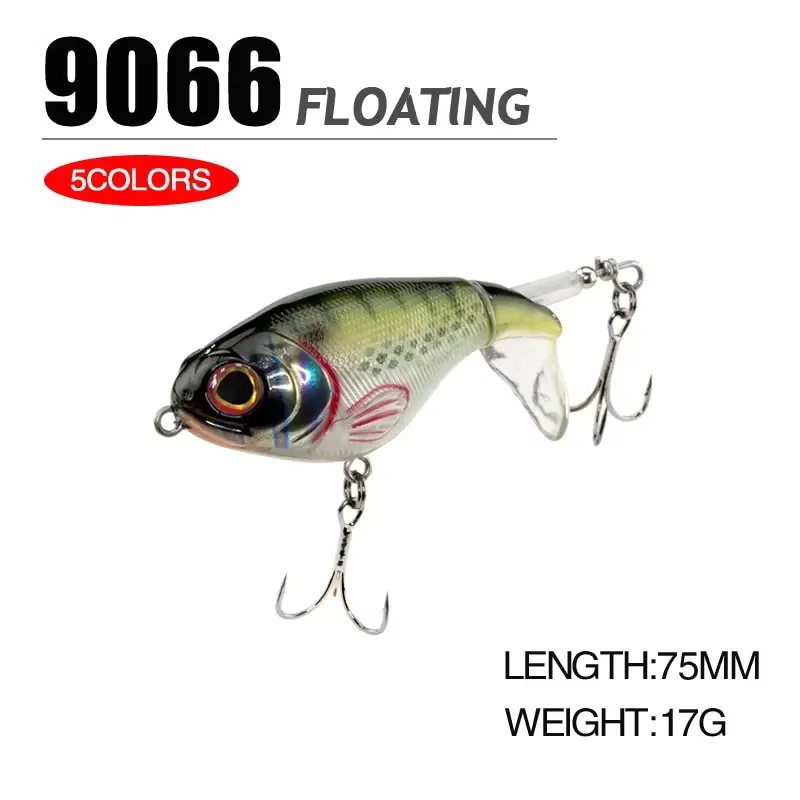 Whopper Popper – Señuelo topwater artificial para pesca suave cola giratoria 75mm - imagen 5