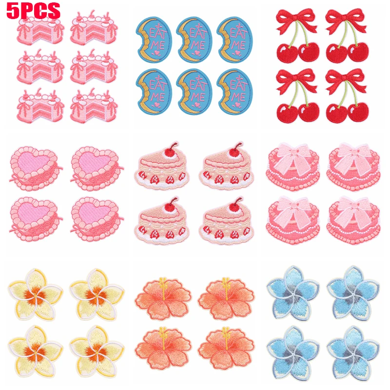 Parches termoadhesivos cereza rosa, bordados flores para ropa - imagen 4