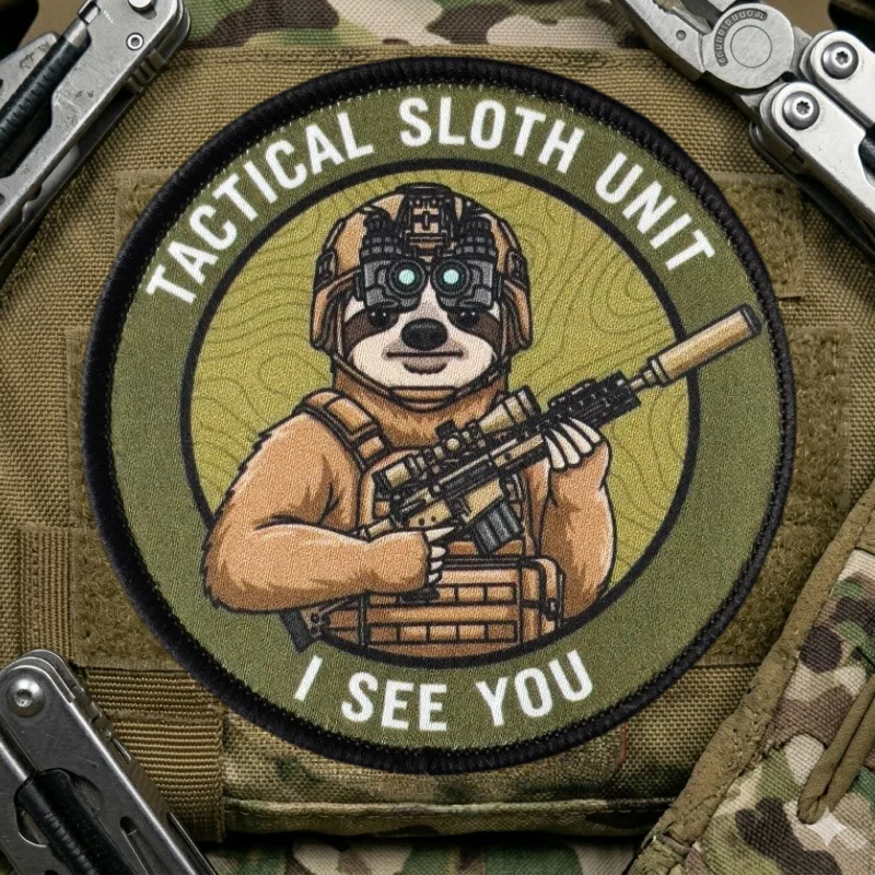 Parche táctico I SEE YOU Sloth con velcro para chaleco y mochila - imagen 2