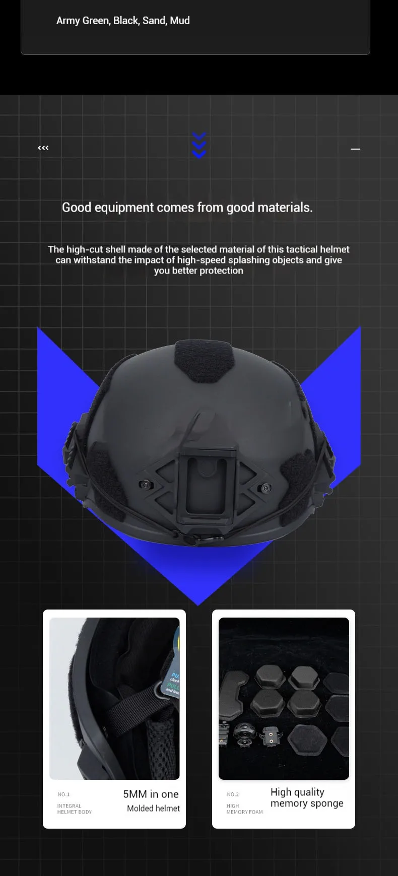 Casco táctico ajustable con acabado OD