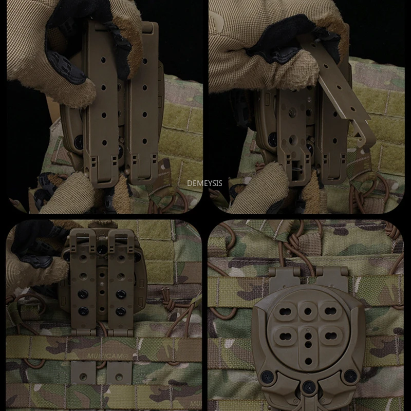 Funda táctica de pistola MOLLE modular con clips y adaptador - imagen 3