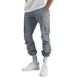 Pantalones cargo rectos hombre multibolsillos cordón urbanos finos