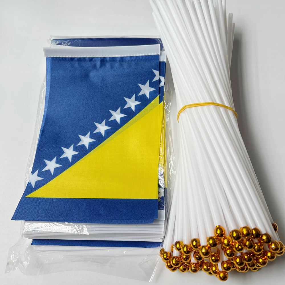 Bandera de mano Bosnia y Herzegovina de poliéster resistente - imagen 2