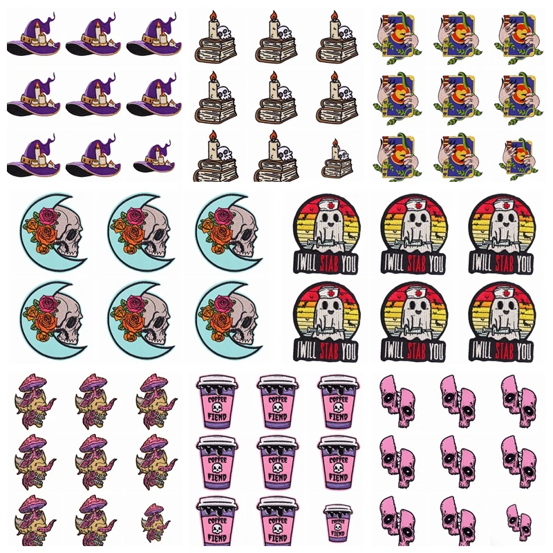 Parche bordado de calavera para ropa