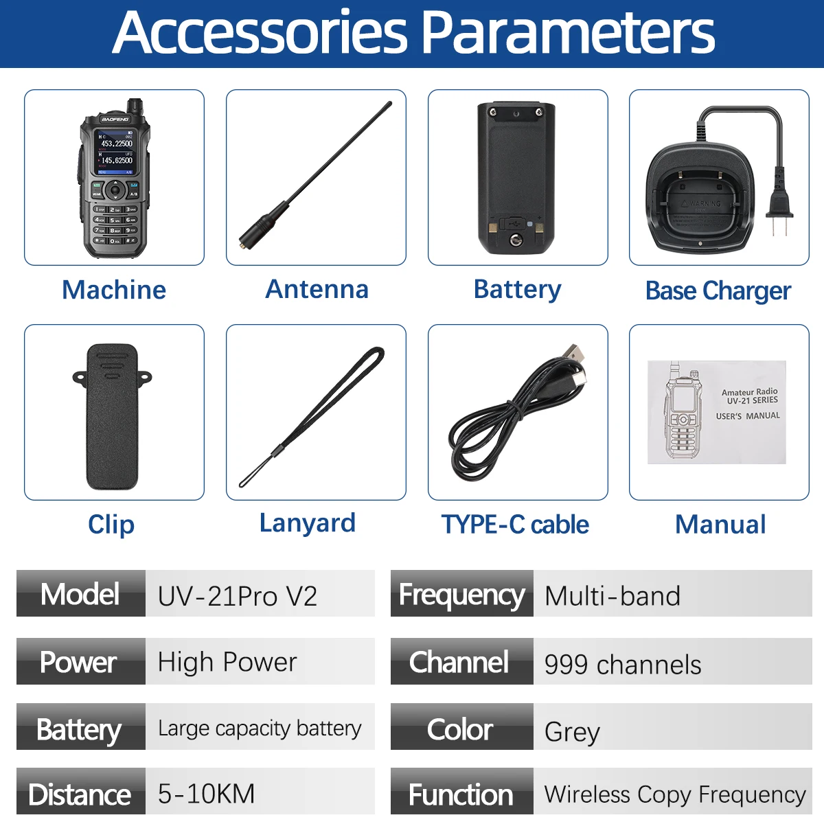 Baofeng UV-21 Pro Walkie talkie radioafición impermeable Multi-banda - imagen 5