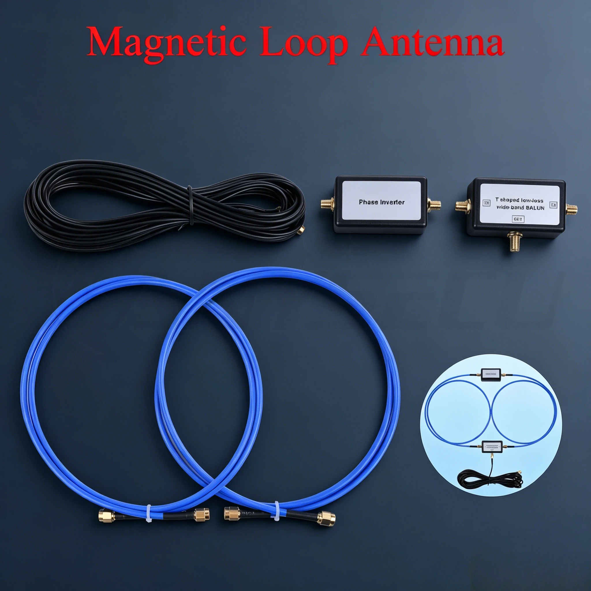 Antena de bucle magnético pasiva banda ancha HF VHF con balun