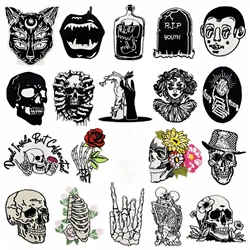 Parche bordado táctico negro calavera punk con ojos malvados