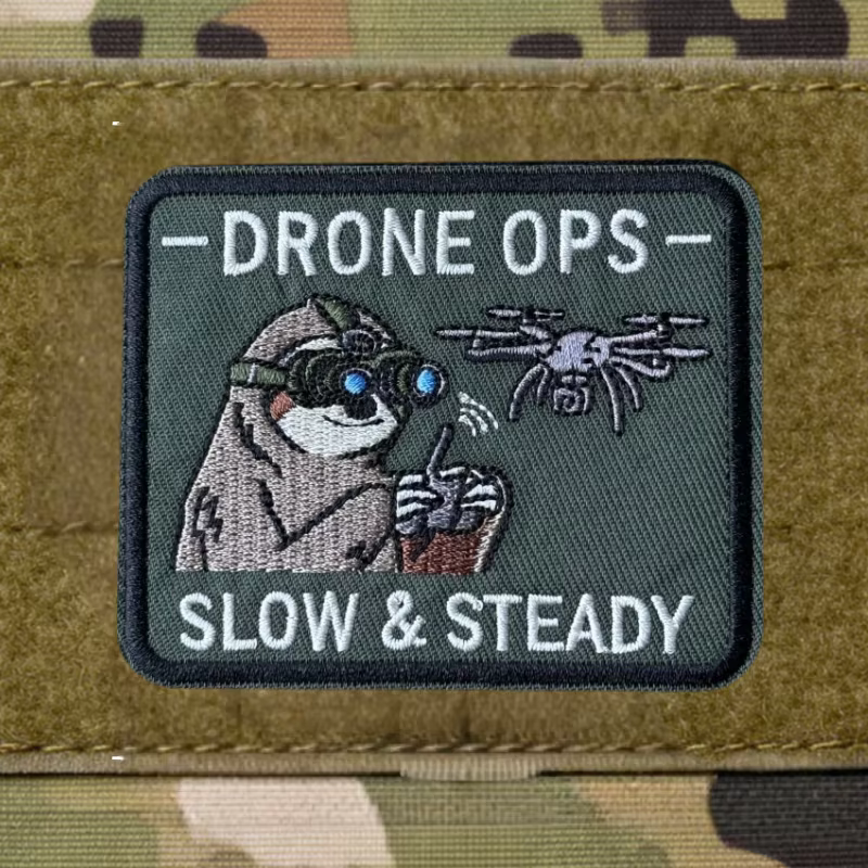 DRONE OPS SLOW&STEADY parche táctico bordado con gancho y bucle