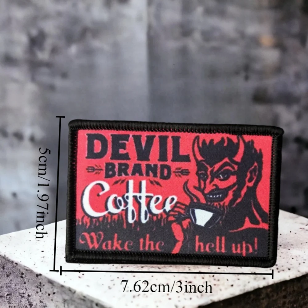 Devil Parche militar moral café con gancho y bucle divertido - imagen 2