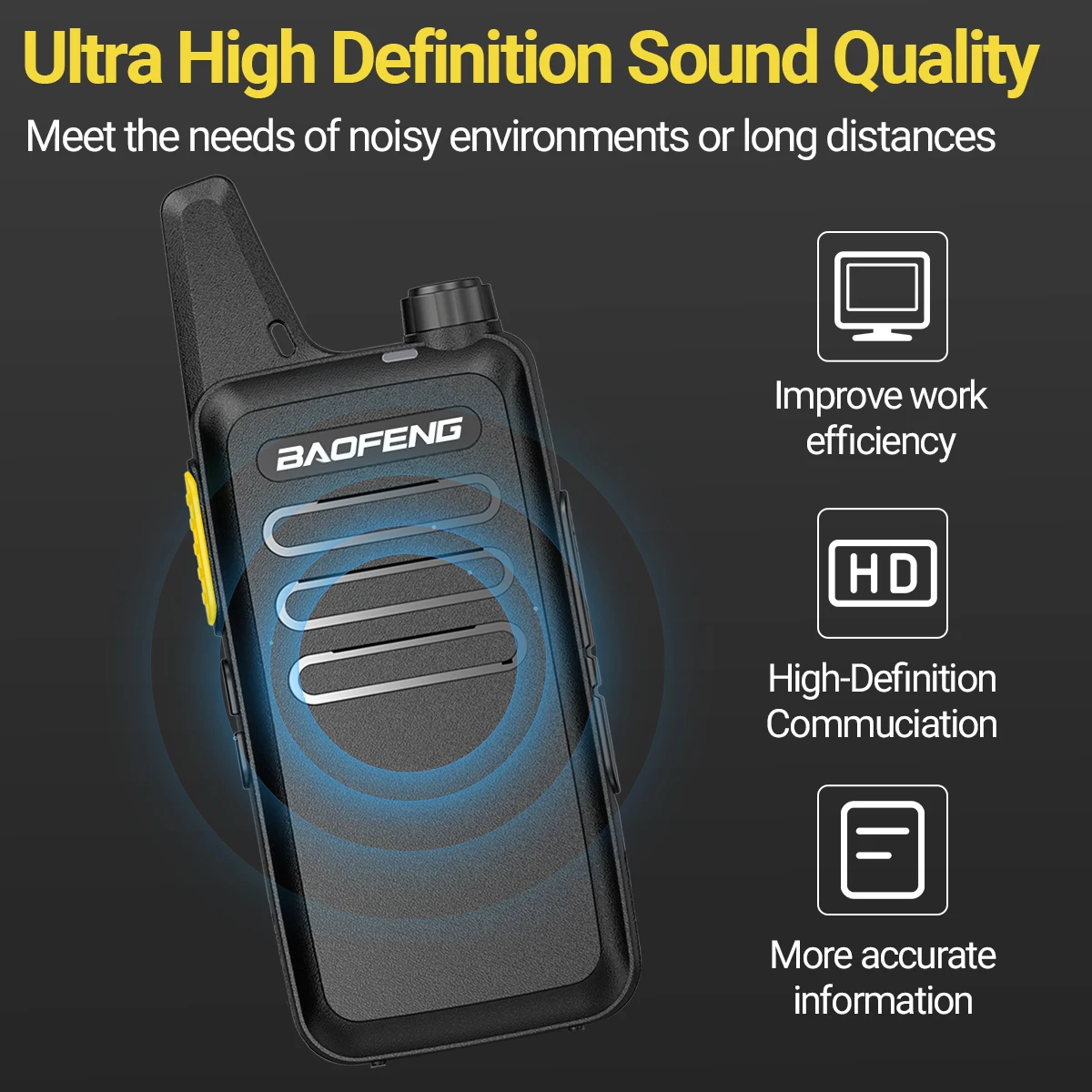 Walkie talkie mini BF-T20 portátil, VOX y carga USB - imagen 4