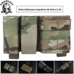 Portacargadores táctico doble FAST de nailon para 9 mm y 5,56 mm