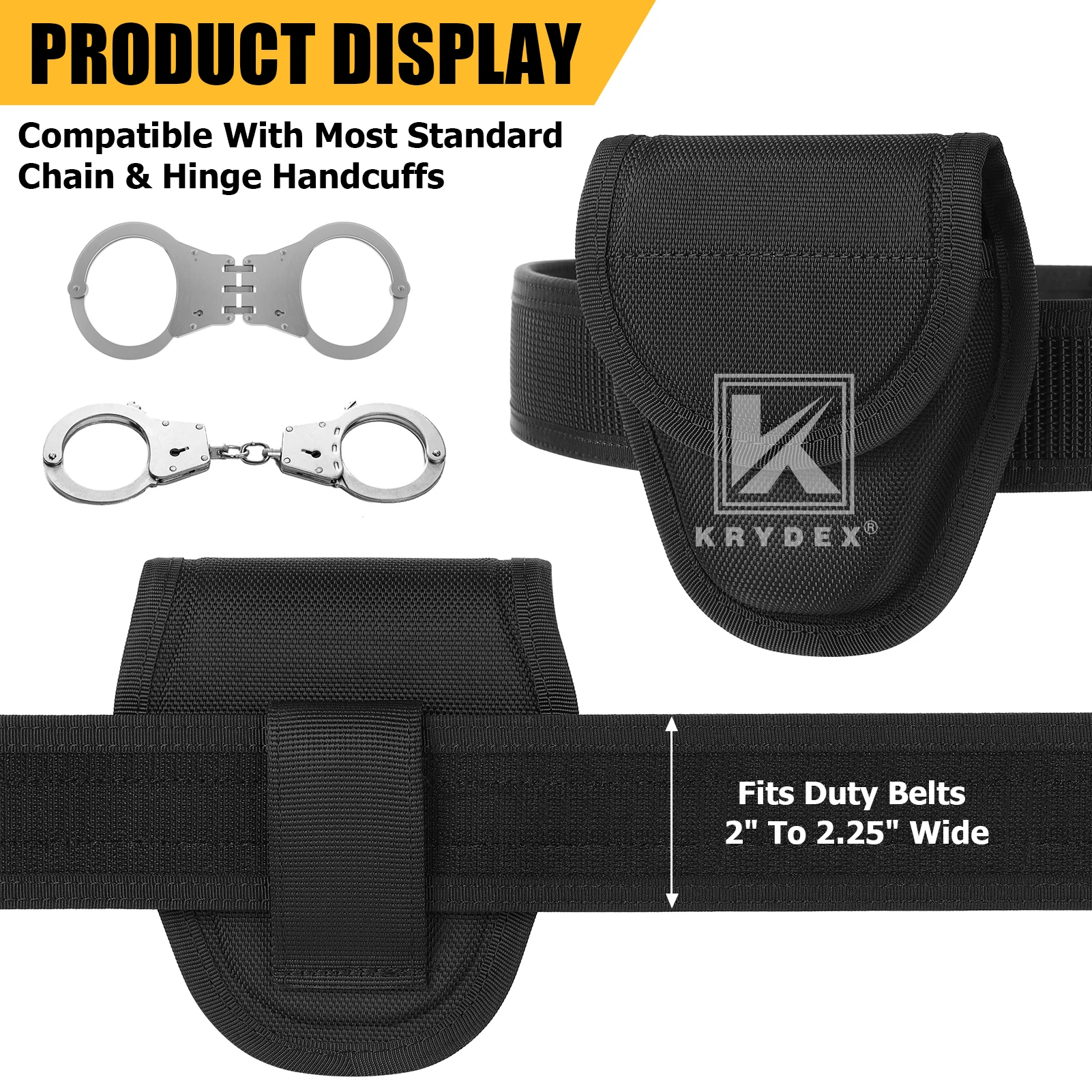 KRYDEX funda táctica porta esposas de nailon 1000D con cierre oculto - imagen 4