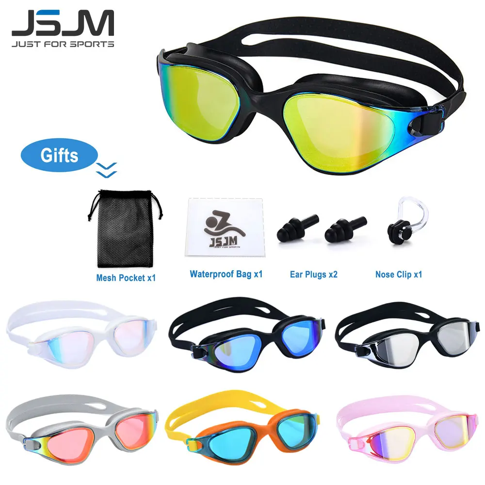 Gafas de natación unisex antivaho impermeables silicona ajustables