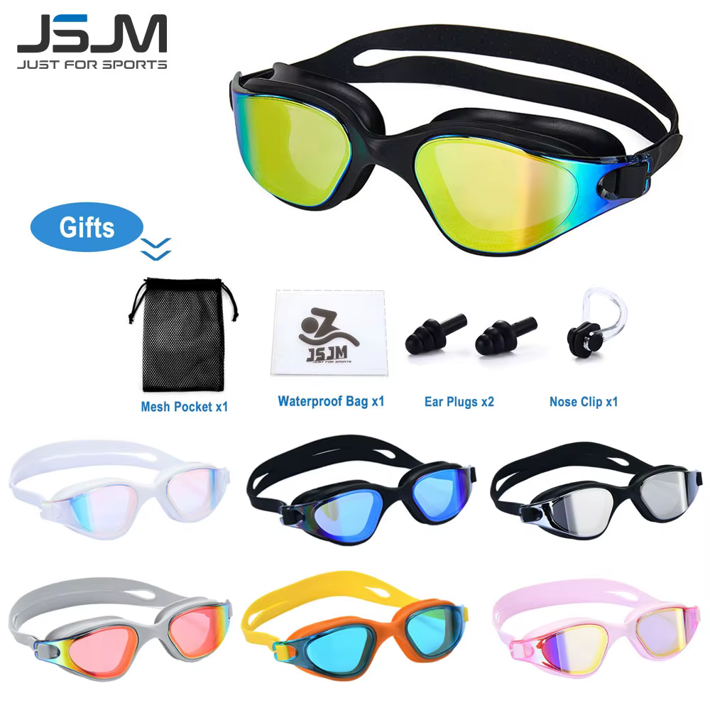 Gafas de natación unisex antivaho impermeables silicona ajustables