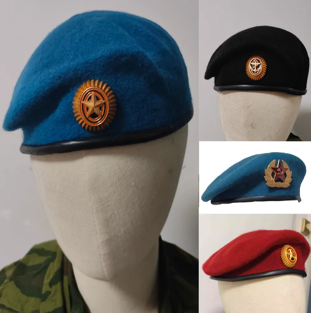Boina militar aerotransportada azul cielo roja oscura original - imagen 5