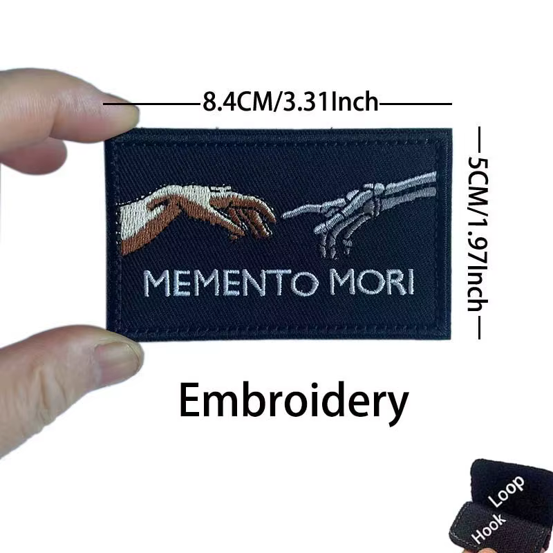 Parche táctico militar bordado calavera con velcro para ropa