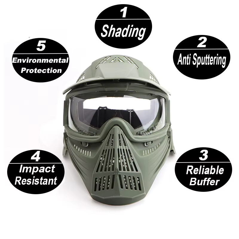 Máscara táctica airsoft protección facial con lentes de PC y auditiva - imagen 5