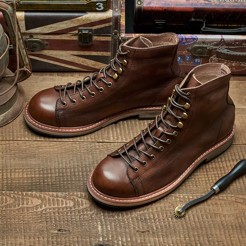 Botas de trekking piel vaca hombre – Suela gruesa outdoor - imagen 3