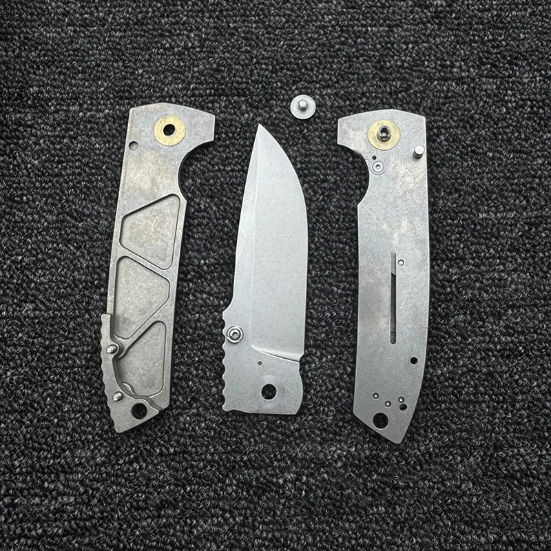 LEMIFSHE Cuchillo EDC Titanio con Mango de Cobre para camping - imagen 3