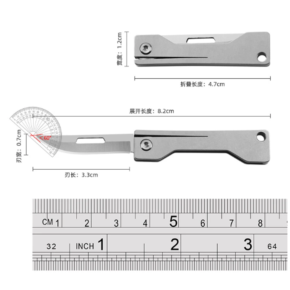 Cuchillo EDC plegable de titanio TC4, llavero mini de bolsillo - imagen 4