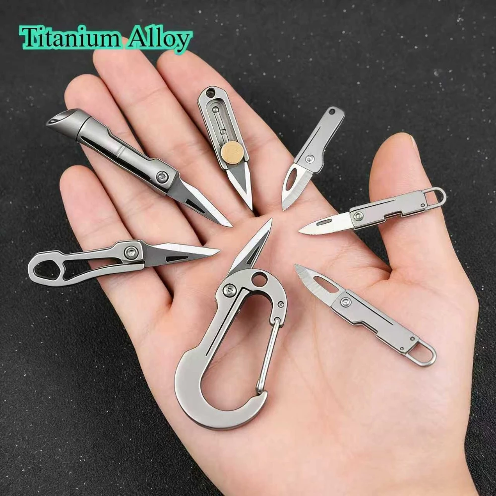 Navaja plegable EDC de titanio mini para llavero y bolsillo