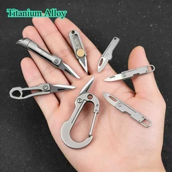 Navaja plegable táctica EDC de titanio mini, bolsillo y llavero