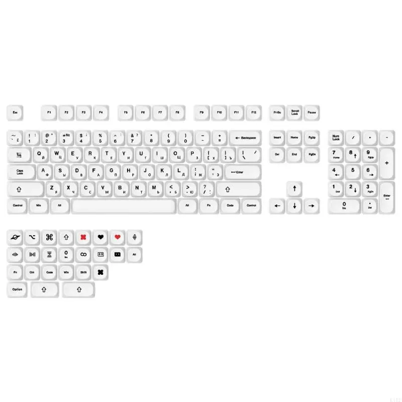 Teclas PBT premium MOA blancas para teclado mecánico, letras rusas - imagen 4