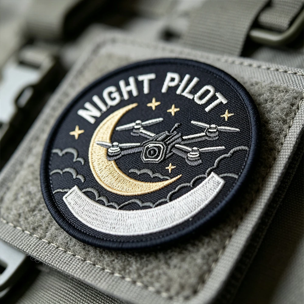 Parche táctico bordado Luna y Estrella para piloto de dron nocturno - imagen 2