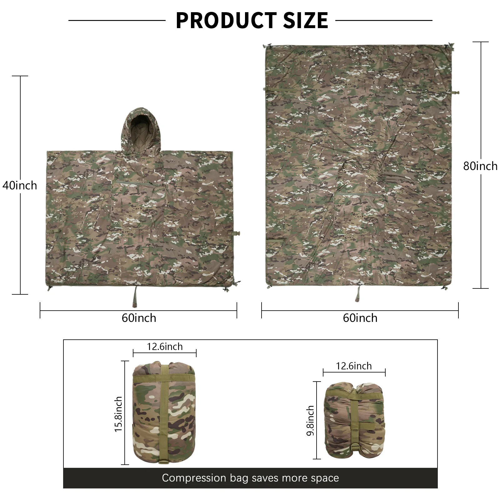 Saco de dormir térmico de camuflaje biónico en exterior
