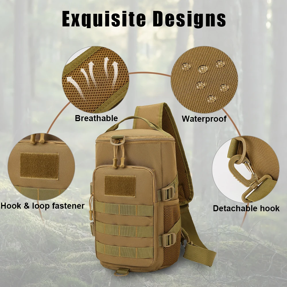 Mochila táctica impermeable con bandolera para trekking y camping - imagen 2