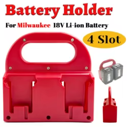 Soporte de batería portátil Milwaukee con asa y ranuras para taller