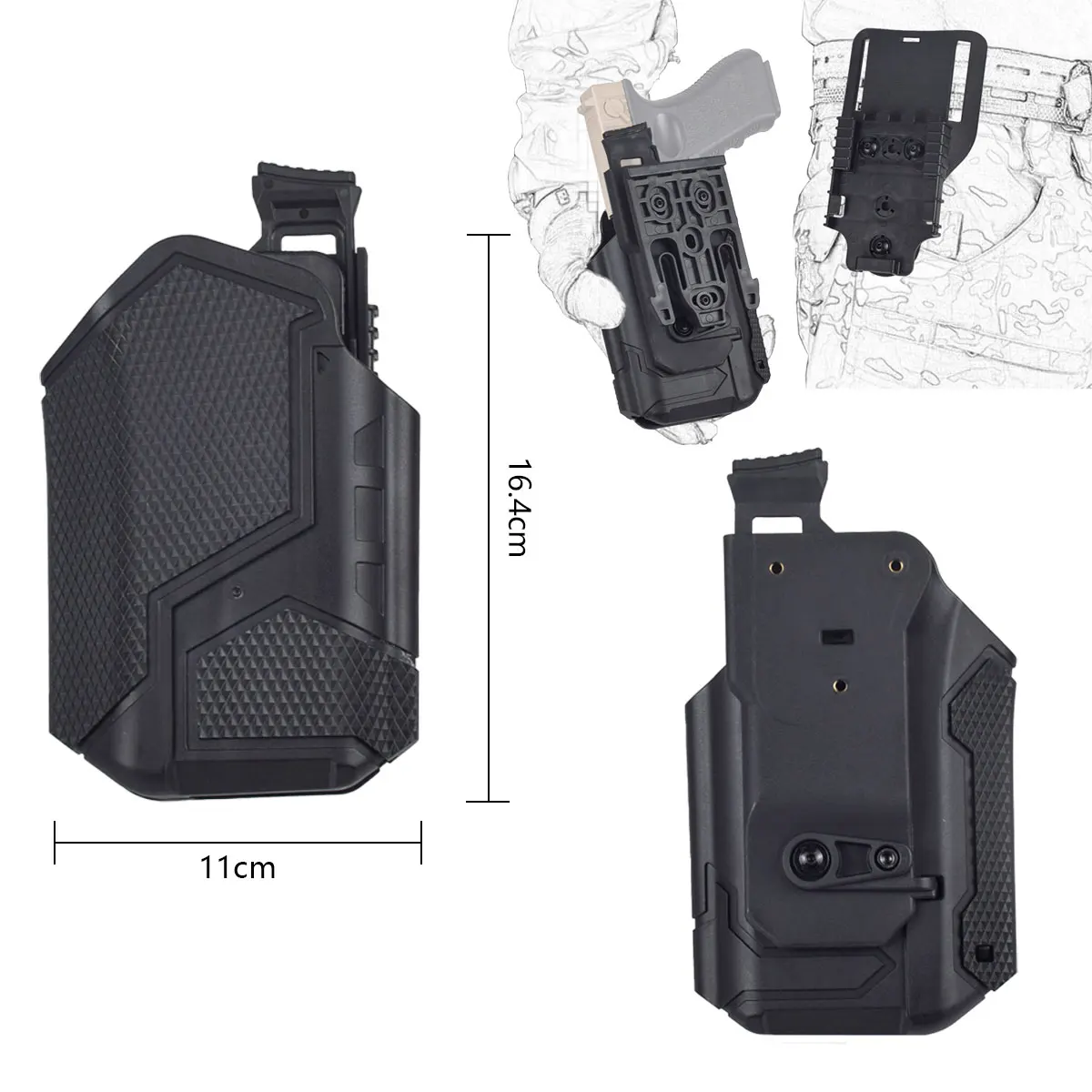 Fundas pierna tácticas MOLLE QLS – Plataforma ajustable para airsoft y caza - imagen 3