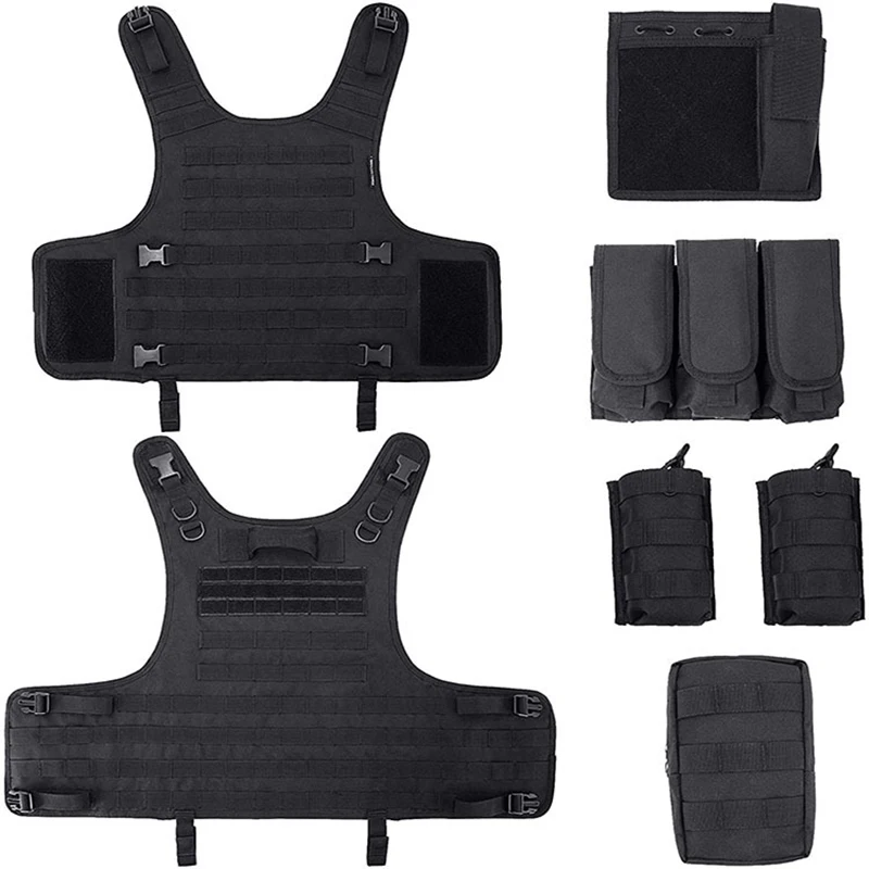 Chaleco táctico portacargadores exteriores protector con hebilla negro - imagen 2