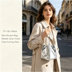 Bolso tote tipo cubo acabado espejo efecto concha para uso diario