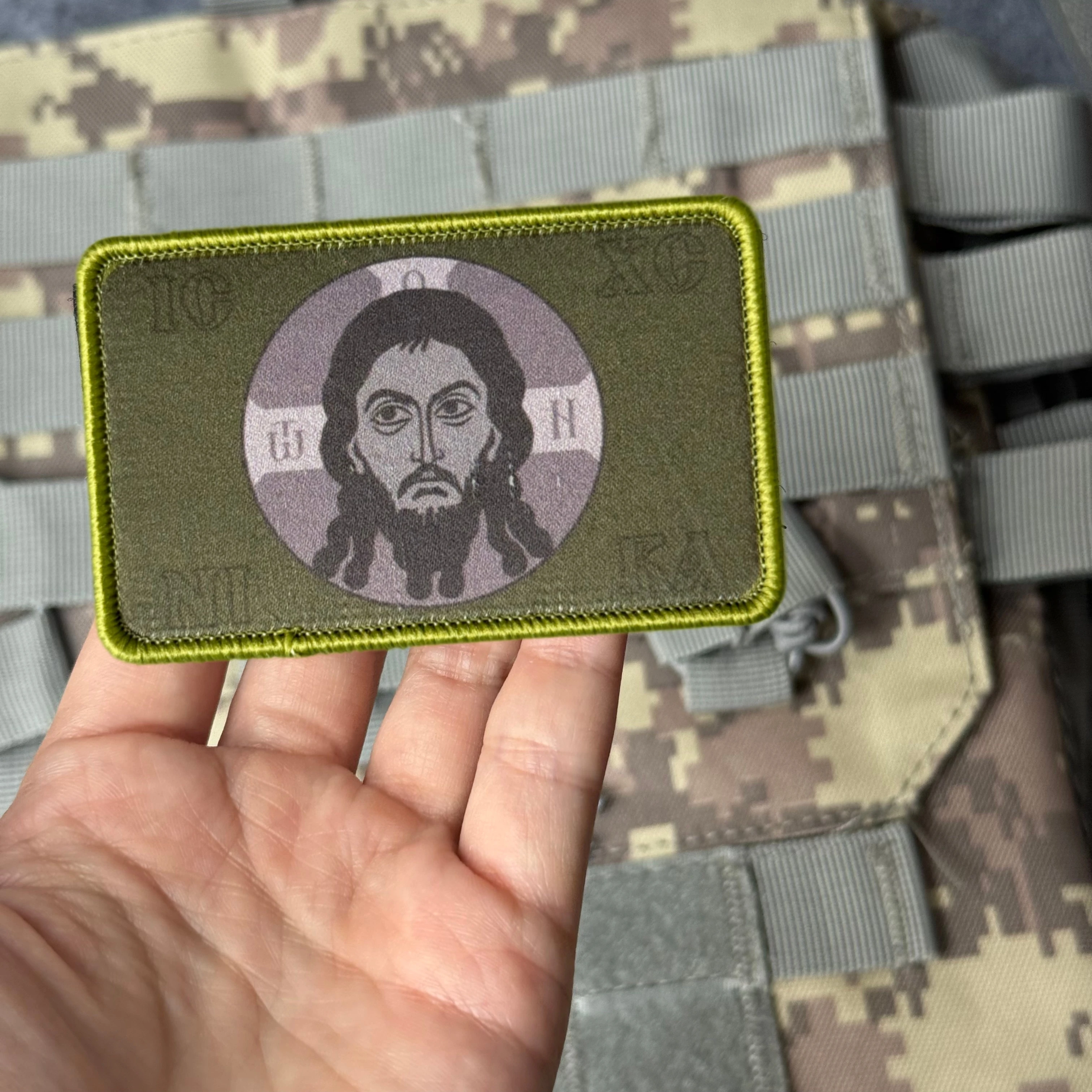 Parche táctico cristiano ortodoxo Jesucristo, adhesivo para mochila - imagen 3