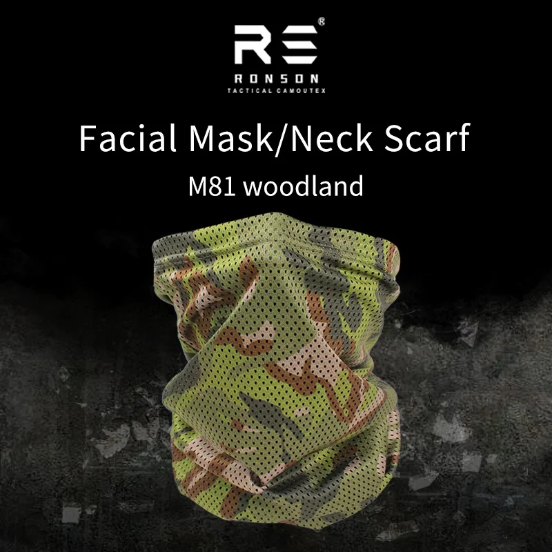 Pañuelo táctico de malla camuflaje bosque para protección facial