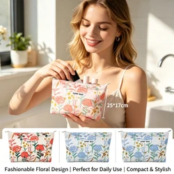 Bolsa de cosméticos floral gran capacidad portátil lujo mujer