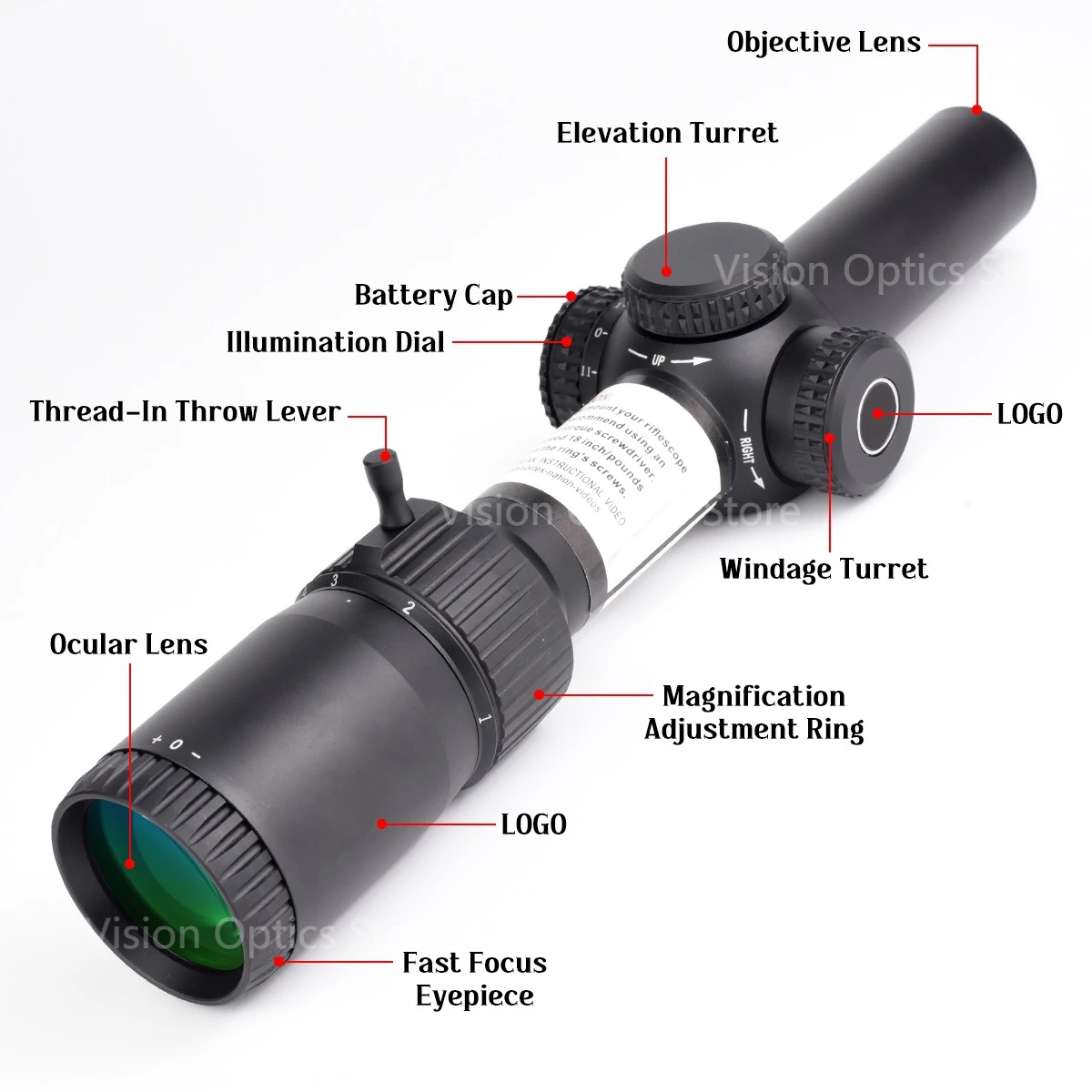 Mira telescópica táctica para rifle SFP con retícula BDC