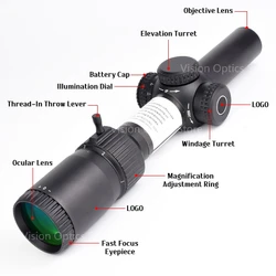 Mira telescópica táctica para rifle SFP con retícula BDC