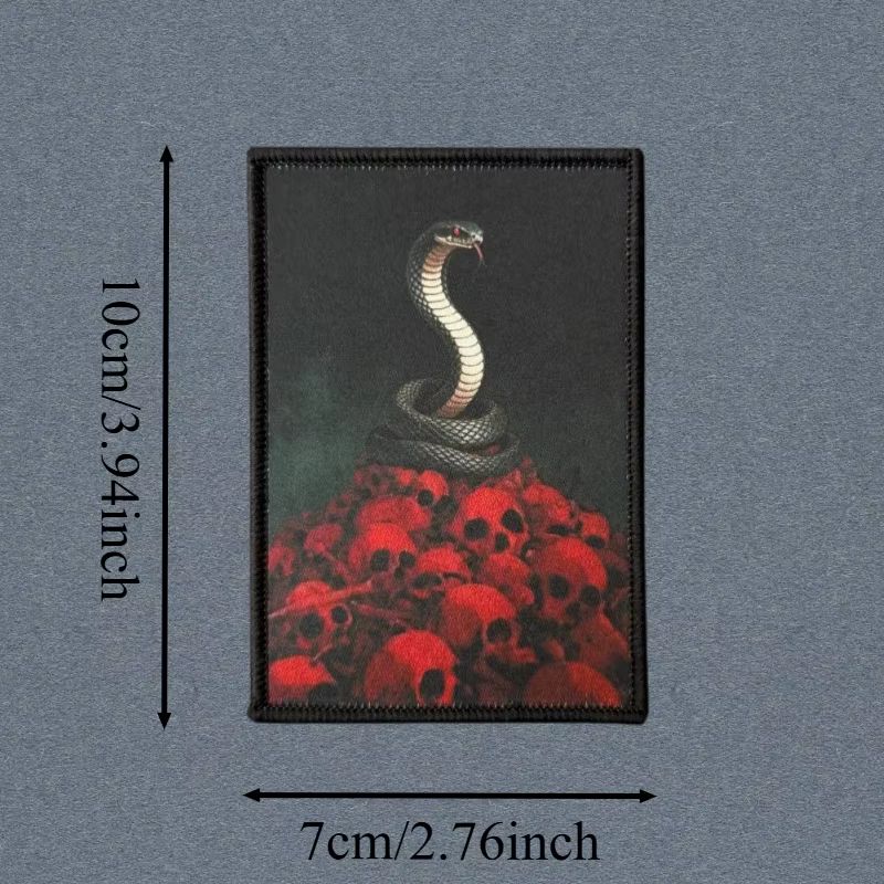 Parche táctico serpiente y calavera roja con gancho y bucle militar - imagen 5